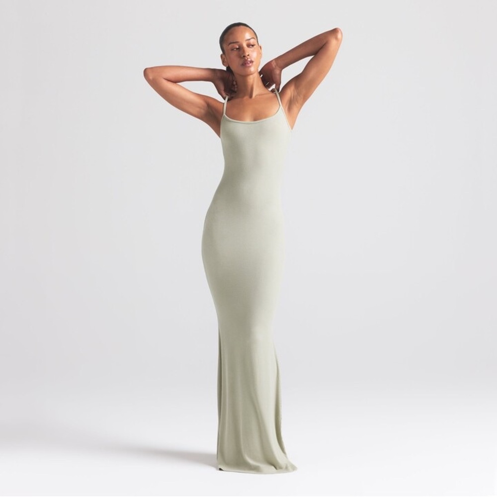 Skims Soft Lounge Ribbed Maxi Dress- Talc